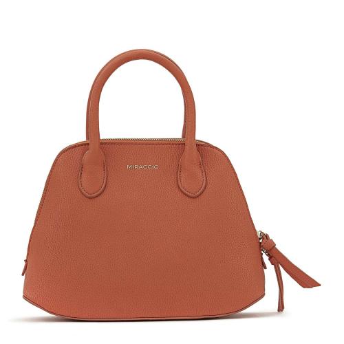 Miraggio Womens Orange Faux Leather Satchel Handbag
