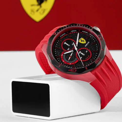 SCUDERIA FERRARI PISTA Multifunction Black Round Dial Men's Watch- 0830723