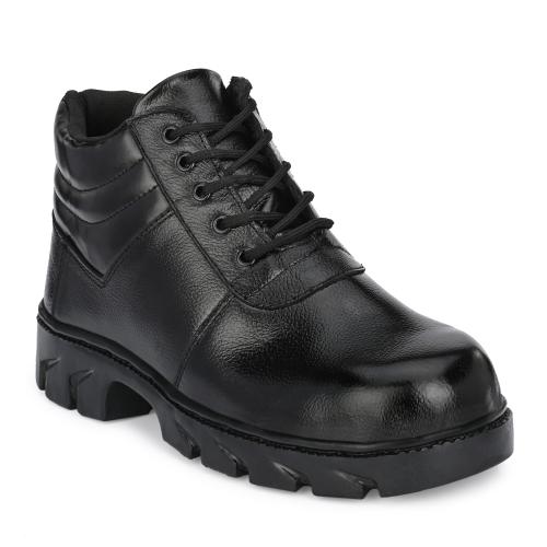 Carboy Genuine Leather Steel toe Highly Durable Safety Shoes For Men (Black)