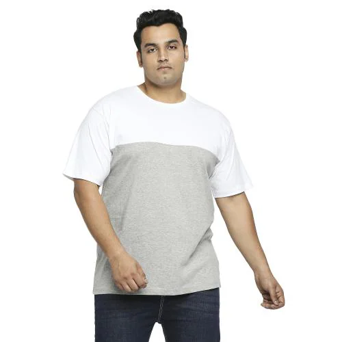 VAISHVIK Men's Plus Size Round Neck T-Shirt White Grey