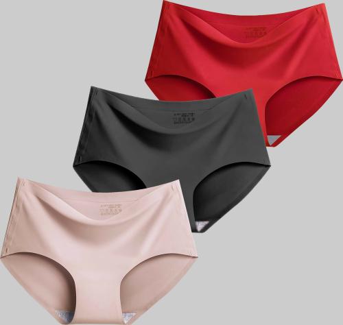 Yana Women Beige, Red, Black Cotton Lycra Blend Pack Of 3 Hipster Panty (Xl)