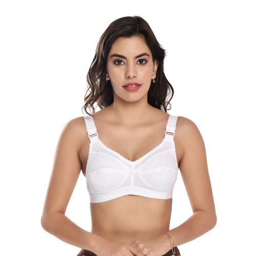 Bmode Women's Cotton Bra |Full Cup Bra |White Bra |Fitted Bra |Double Layer Bra |T-Shirt Bra-White