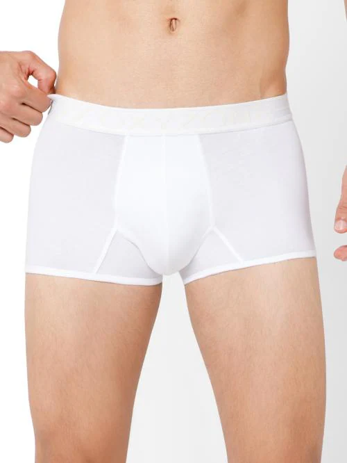 OXYZONE Classic Men's Trunks | Soft Cotton | Stretch Fit | Quick-Dry | Anti-Odor | Ultra-Soft | Moisture-Wicking | Breathable | Comfort Fit Boxer Trunks for Men, White (Pack of 1)
