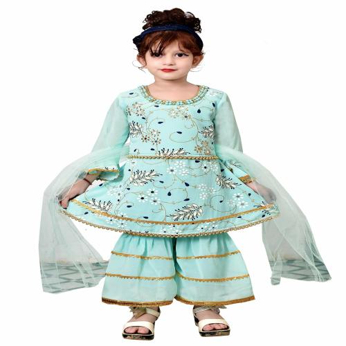 Vivek Girls Festive & Party, Wedding Blue Sharara Set