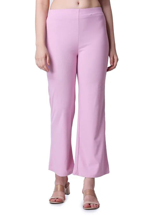 Popwings Formal Casual Pink Solid Highrise Women Trouser