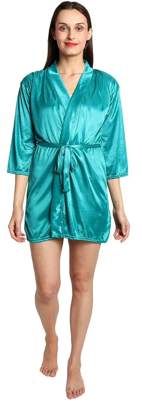Buy GC GLORIOUS CHOICE Women Satin Kimono Nightwear Robe (Green, Free ...