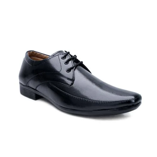 Four Brothers Premium Synthetic Leather Lace up Black Formal Shoes for Men