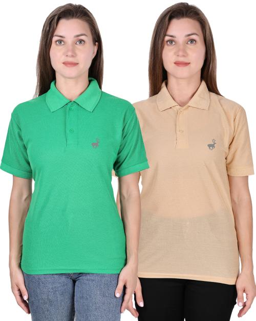 Ansh Fashion Wear Polo T-Shirts for Pack of 2 Women's and Girl's -Normal Green & Camel T-Shirt for Men | Mens T-Shirt | Trendy T-Shirts for Men