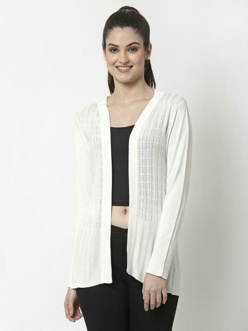 Style Quotient Women White Solid Shrug
