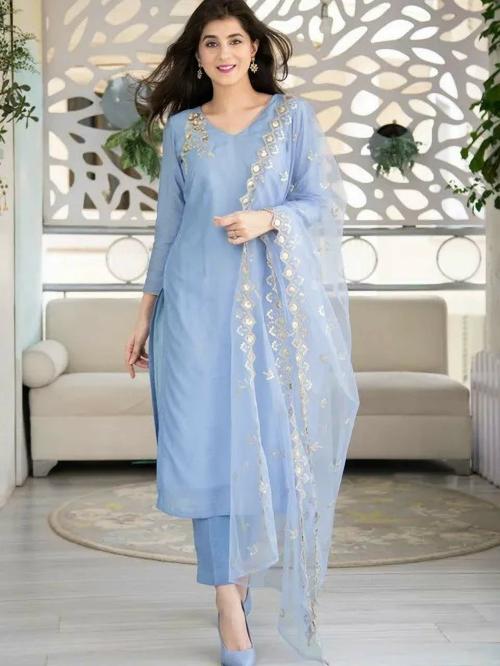 Coetzee Creation Women's Cotton Blend Kurta Pant Dupatta Set