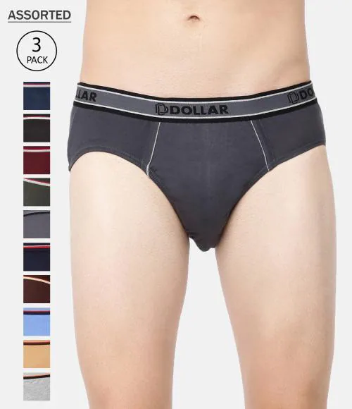 Dollar Bigboss Men's Assorted Pack of 3 Midas Top Elastic Brief