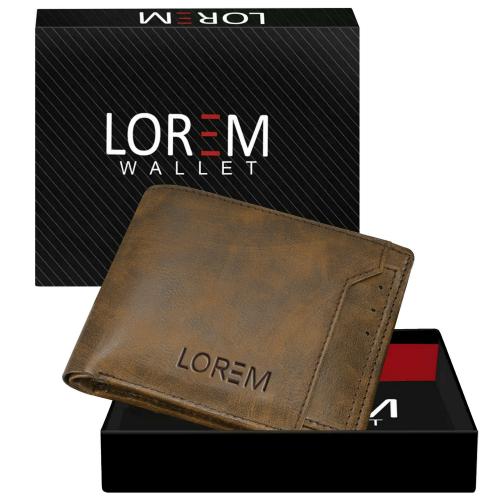 LOREM Brown Removable Card Holder Bi-Fold Faux Leather 7 ATM Card Slots Wallet For Men WL24
