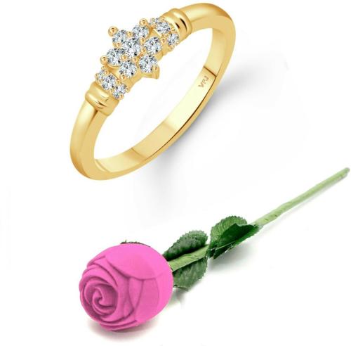 Vighnaharta Gold Plated Alloy Size 12 Ring With Ring Box (Women And Girls) (Set Of 2)