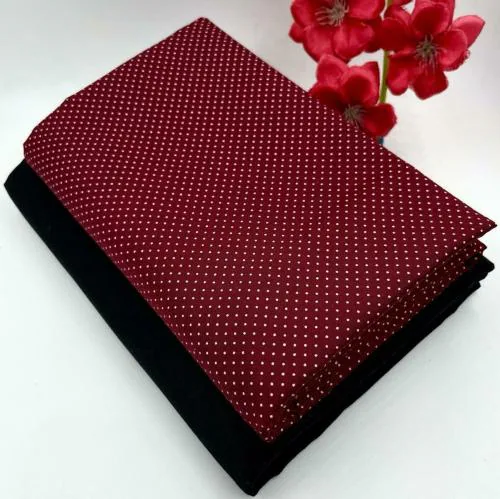 DHARMESH ENTERPRISE Men Red, Black Polka Cotton Blend Unstitched Shirt and Trouser Material (Free Size)