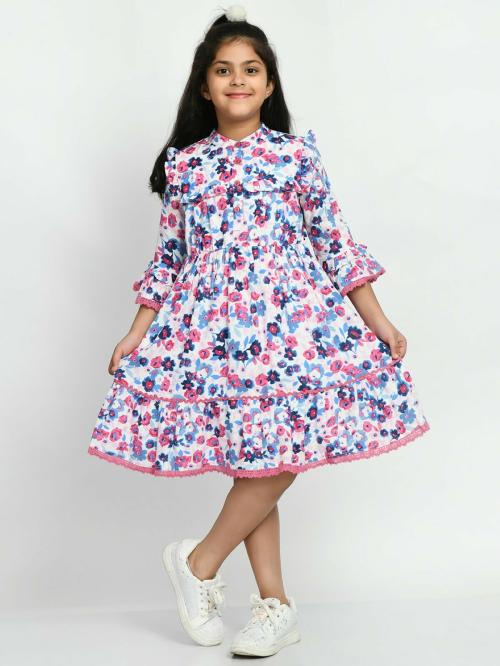 Bella Moda Girls Casual printed Dress 100% Cotton