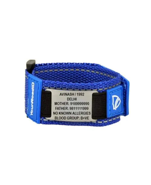 MY ROAD ID Bracelet Sport ID Wristband with Engraving Nylon Strap