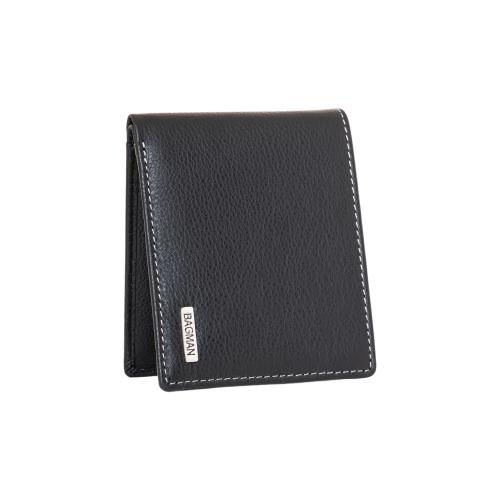 BAGMAN Chris Black Leather Wallet for Men, 6 Card Slots