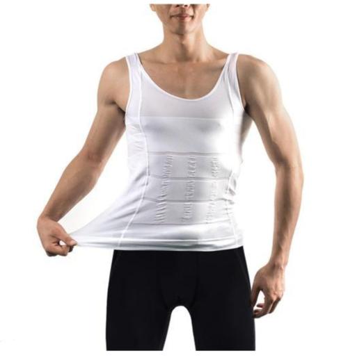 FITOLYM Men's Cotton White Slim N Lift Slimming Shirt Body Shaper Tummy Tucker Vest Shape wear