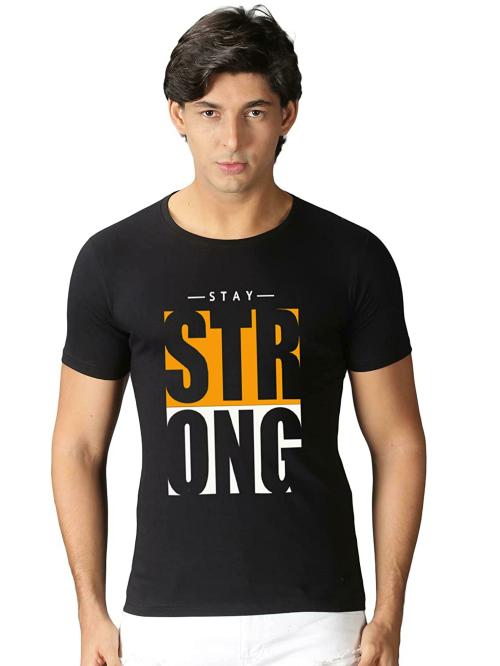ARRYN Stay Strong Printed Tshirts for Men Stylish Black