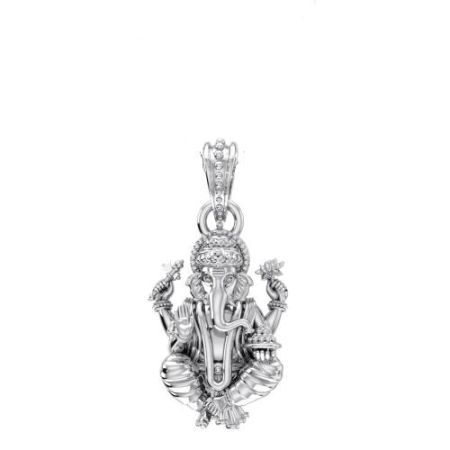 Akshat Sapphire Sterling Silver (92.5% purity) God Ganesh Pendant for Men & Women Pure Silver Lord Ganapathy Locket for Good Health & Wealth