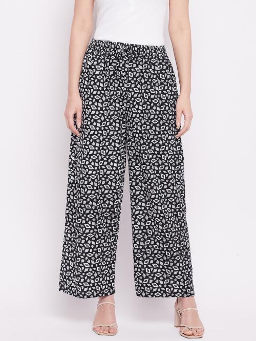 CASTLE 18 Black & White Diamond Print Cotton Palazzo-28