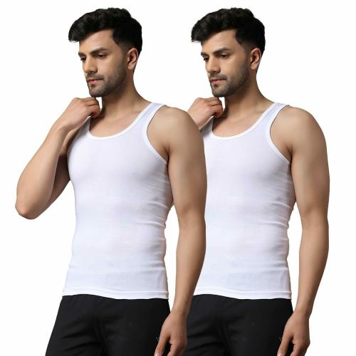 Wearslim Men’ s Slimming Body Shaper Vest Shirt| Abs Abdomen Slim Stretchable Tummy Tucker Vest, Color-White, Size- 4XL (Set of 2)