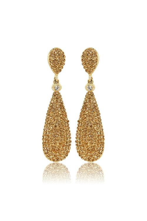 Moonstruck Gold and Silver Champagne Diamond Dangle Drop Earrings for Women