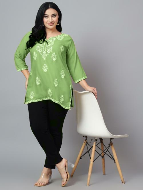 LAXMIPRIYA DESIGN Women’s chikankari short kurti (Pista - 137) 4XL