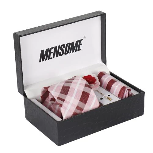 Mensome Neck Tie Gift Set With Pocket Square And Lapel Pin In Gift Box