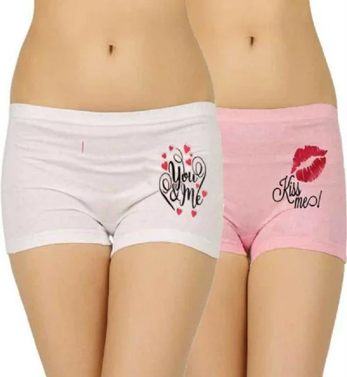 Buy Jocker Women Multicolor Cotton Pack Of 2 Boy Shorts Panties (95 Cm