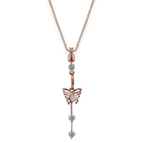 Giva Sterling Silver Rose Gold Charming Butterfly Pendant With Box Chain For Women