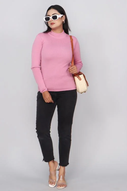 SEARACE PINK WOMEN SKIVVY PULLOVER TOP FREE SIZE