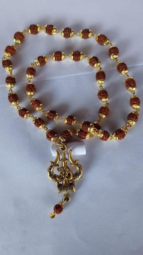 Buy THIRD EYE Gold plated Plated Brass Rudraksh mala Online at Best