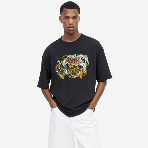 Hashtruck Naruto Uzumaki and Sasuke Uchiha Kurama Susanoo Graphic Anime Unisex Oversize Tshirt Black (L)