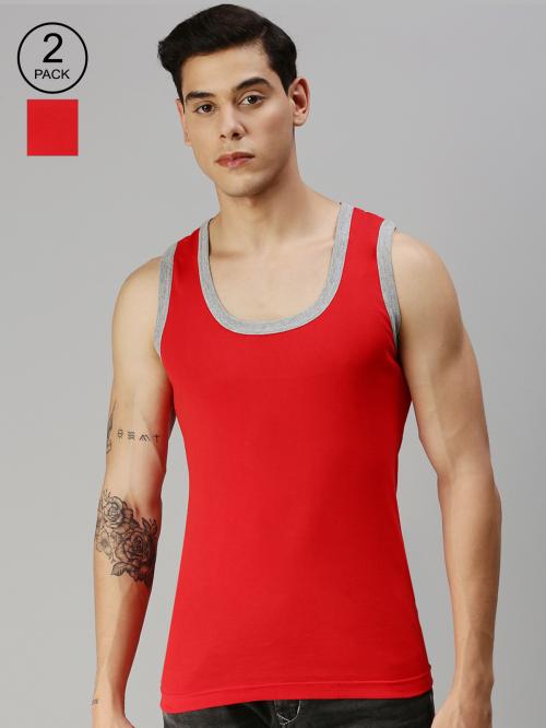 Onn Red Premium Cotton Vest Pack of 2