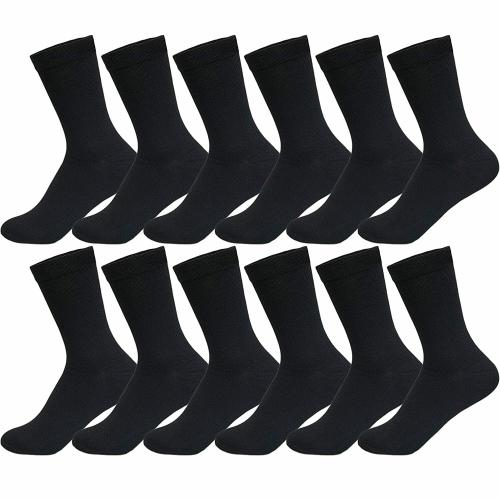 TENDSY Men's Premium Full Length Socks, Mid Calf Length Socks, Formal Socks, Office Socks (Pack of 12 Pairs, Black)