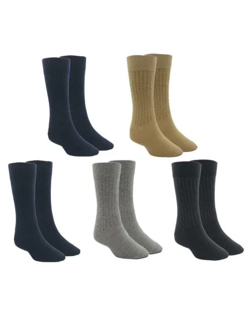 B & B BUTTONS & BOWS 3500 Cotton Unisex Formal Socks Full Length/Crew Length/Calf Length Socks-Free Size/Premium Elastic for Superior Grip/Super Soft Premium Cotton Fabric-05 Pair