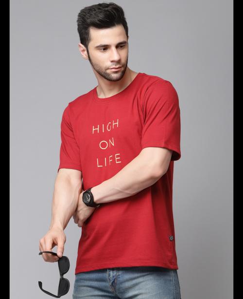 Rigo Men Maroon Oversized T-shirt