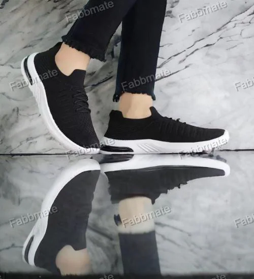 Fabbmate Trendy Memory Foam Walking Running Sports Shoes for Women Black