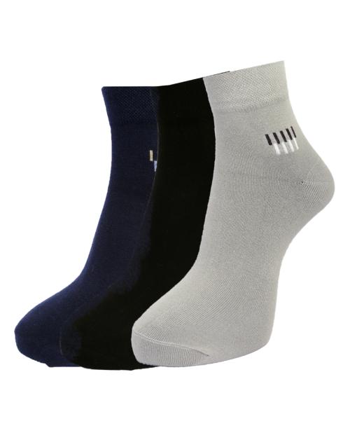 Buy DOLLAR Men's Multicolor Solid Cotton Blend Pack of 3 AnkleLength