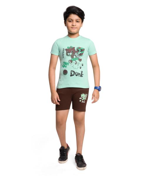 Pepp N Hagg Boys Mint Green 100 Percent Cotton T-Shirt And Shorts Set (10 Years-11 Years)