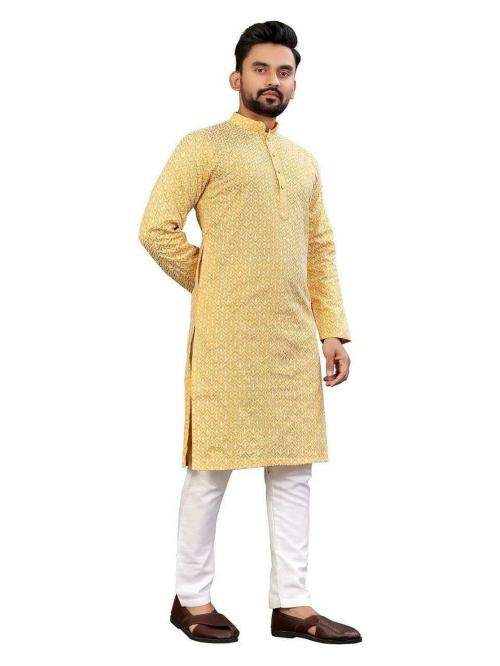 ROZLAND Men's Chikankari Kurta Set for Men