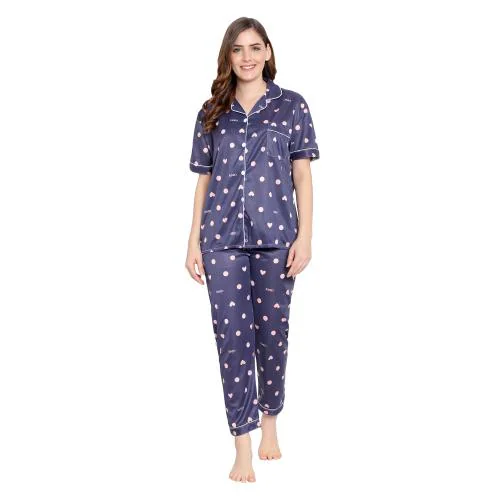 F Fashiol.com Women's Cotton Printed Button Night Suit Set Of Shirt & Pyjama | women cotton night suit | women shirt and pyjama set | women night sets | women night shirt pyjama set