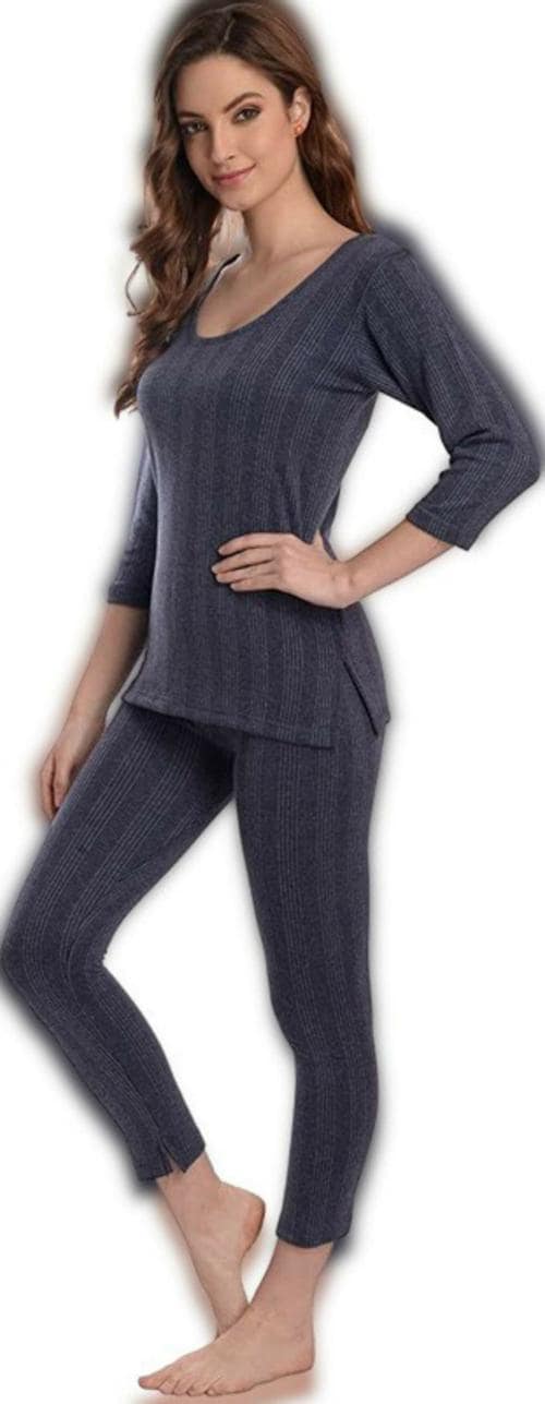 THE LION'S SHARE Women Polycotton Top - Pyjama Set Thermal - S