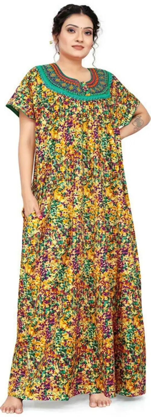 HAUTELOOK GALA FLOWER WORK Printed Nighty-Rama-XXL