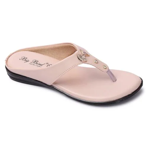 Big Bird Footwear Flat Casual V-strap Sandals for Women & Girls (Pink)