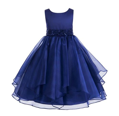 Wish Littlle Girls Navy Blue Synthetic Solid A-Line Dress - 18 Months-24 Months