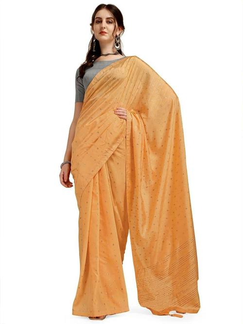 Dungrani Women Yellow Striped Art Silk Saree With Unstitched Blouse Piece (Free Size)
