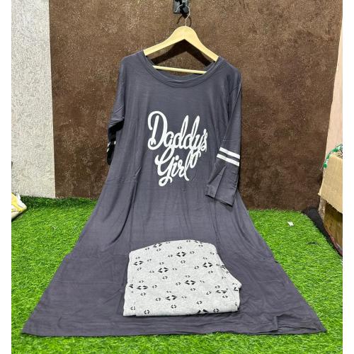 Mona Design Studio Full Long T-Shirt with Printed Full Pant Causal Wear for Girls/Women-5XL|Olive| Set of 1