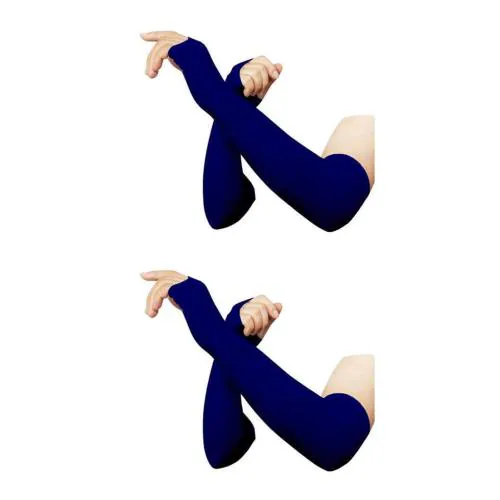 TENDSY Unisex Compression Arm Sleeves for Sports, Cycling, Basketball & More - UPF 50+ Sun Protection for Men and Women (Pack of 2 Pair , Navy Blue)